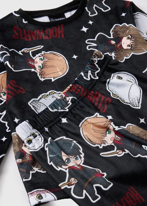 Harry Potter Kids Black Fleece Top & Bottoms Pyjama Set (4-13yrs) - Age 4 Years Image 2