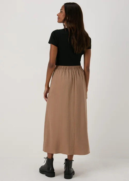 Papaya Petite Camel Satin Midi Slip Skirt - 6 Image 2