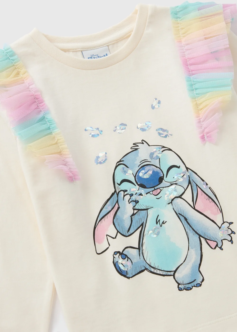 Disney Girls Cream Stitch Long Sleeve Top (1-7yrs) - 1 half year to 2 Image 2