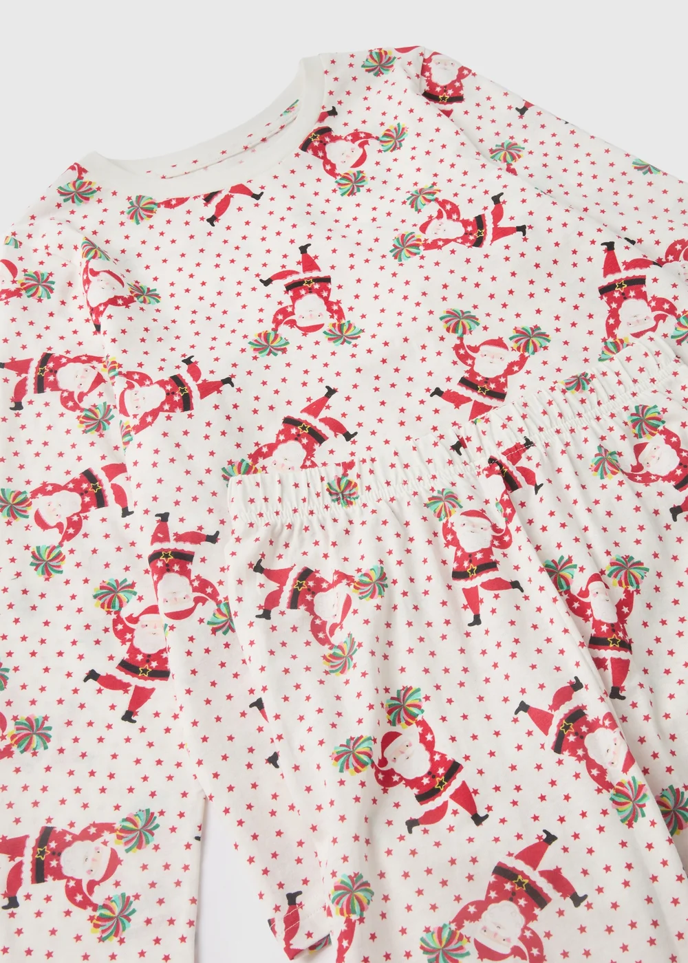 Girls Cream Dancing Santa Top & Bottoms Pyjama Set (1-13yrs) - Age 2 - 3 Years Image 2