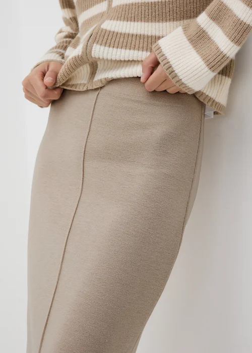 Papaya Petite Beige Ribbed Midi Skirt - 6 Image 3