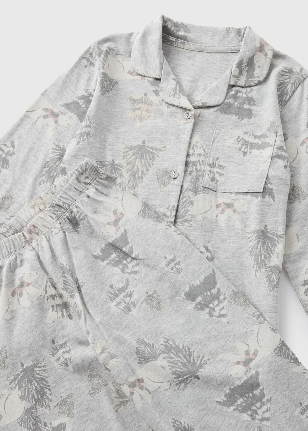 Wondrous Kids Grey Christmas Bear Top & Bottoms Pyjama Set (1-13yrs) - 1 half year to 2 Image 2