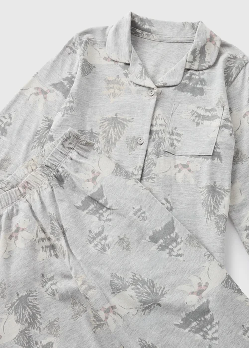 Wondrous Kids Grey Christmas Bear Top & Bottoms Pyjama Set (1-13yrs) - 1 half year to 2 Image 2