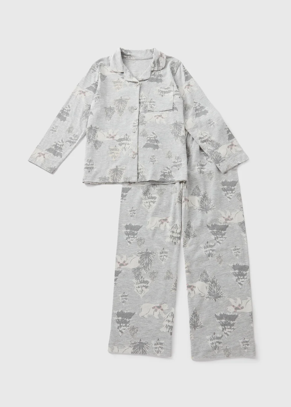 Wondrous Kids Grey Christmas Bear Top & Bottoms Pyjama Set (1-13yrs) - 1 half year to 2 Image 1