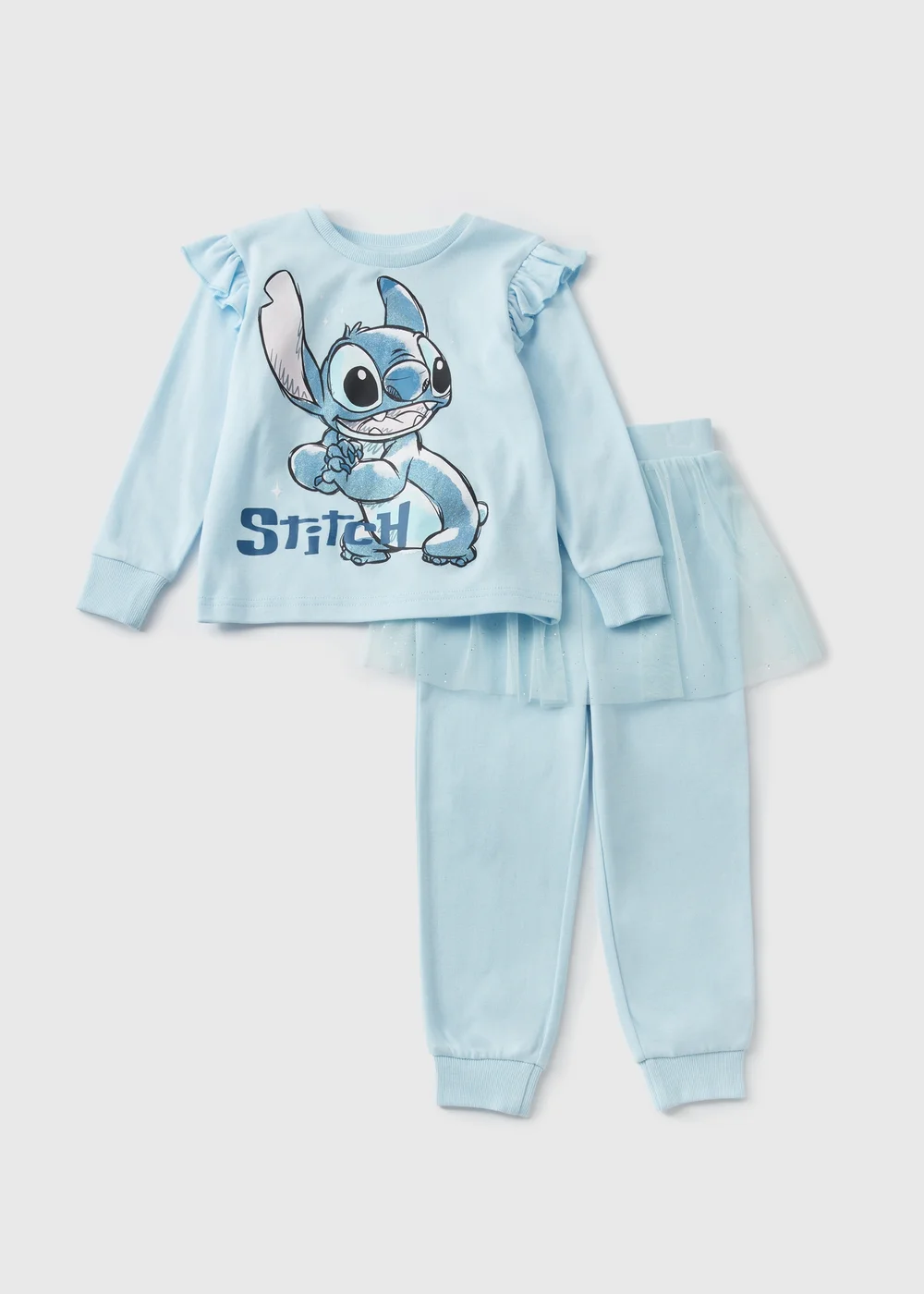 Disney Kids Blue Stitch Tutu Top & Bottoms Pyjama Set (1-7yrs) - 1 half year to 2 Image 1