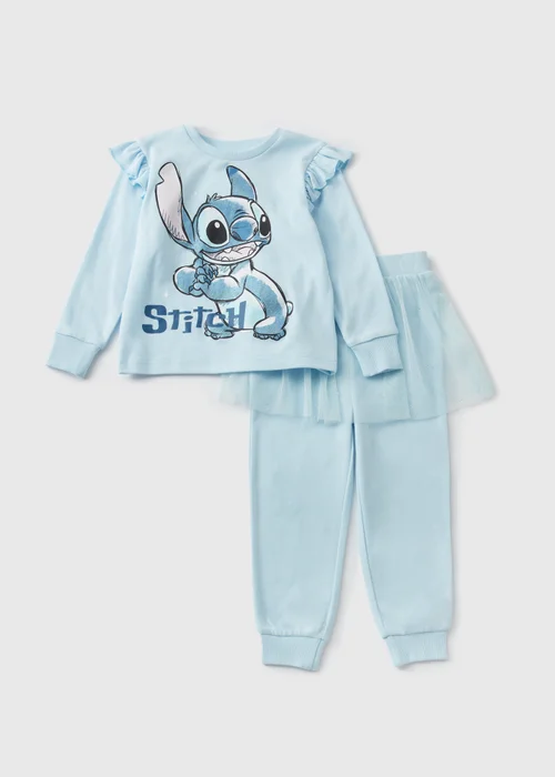 Disney Kids Blue Stitch Tutu Top & Bottoms Pyjama Set (1-7yrs) - 1 half year to 2 Image 1