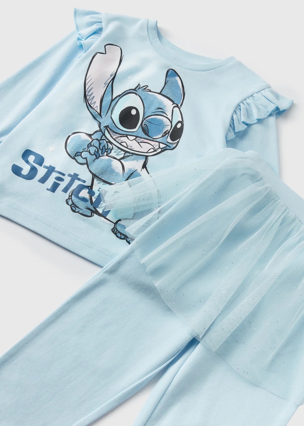 Disney Kids Blue Stitch Tutu Top & Bottoms Pyjama Set (1-7yrs) - 1 half year to 2 Image 2