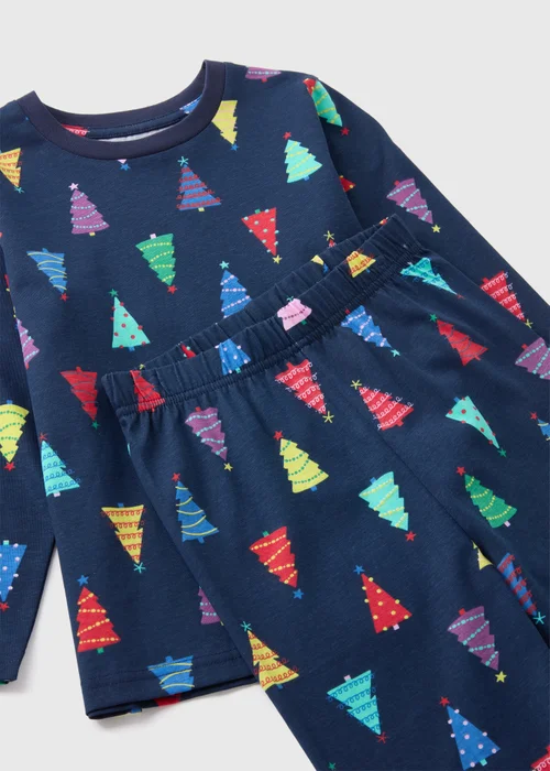 Kids Navy Christmas Tree Pyjama Set (1-12yrs) - 1 half year to 2 Image 2