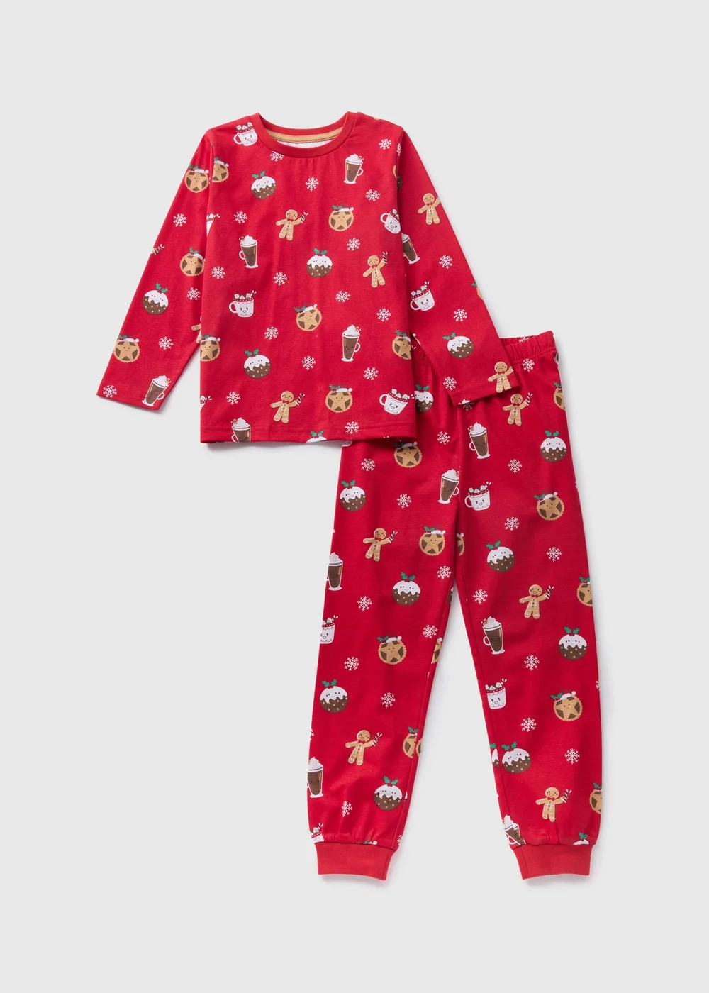 Kids Red Christmas Gingerbread Pyjama Set (1-13yrs) - 1 half year to 2 Image 1