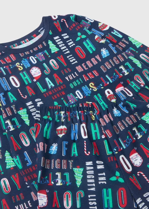 Boys Navy Christmas Top & Bottoms Pyjama Set (1-13yrs) - Age 2 - 3 Years Image 2