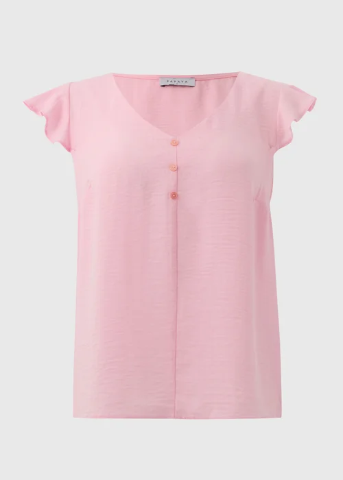 Pink Frill Sleeve Button Blouse - 8 Image 5