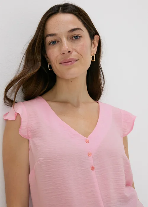 Pink Frill Sleeve Button Blouse - 8 Image 3