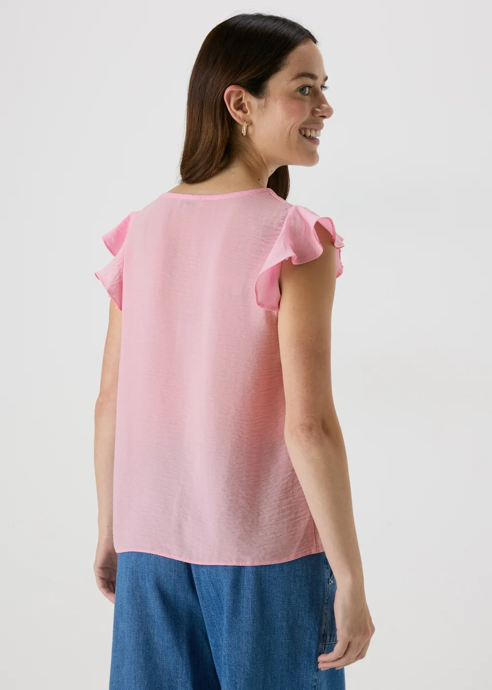 Pink Frill Sleeve Button Blouse - 8 Image 2