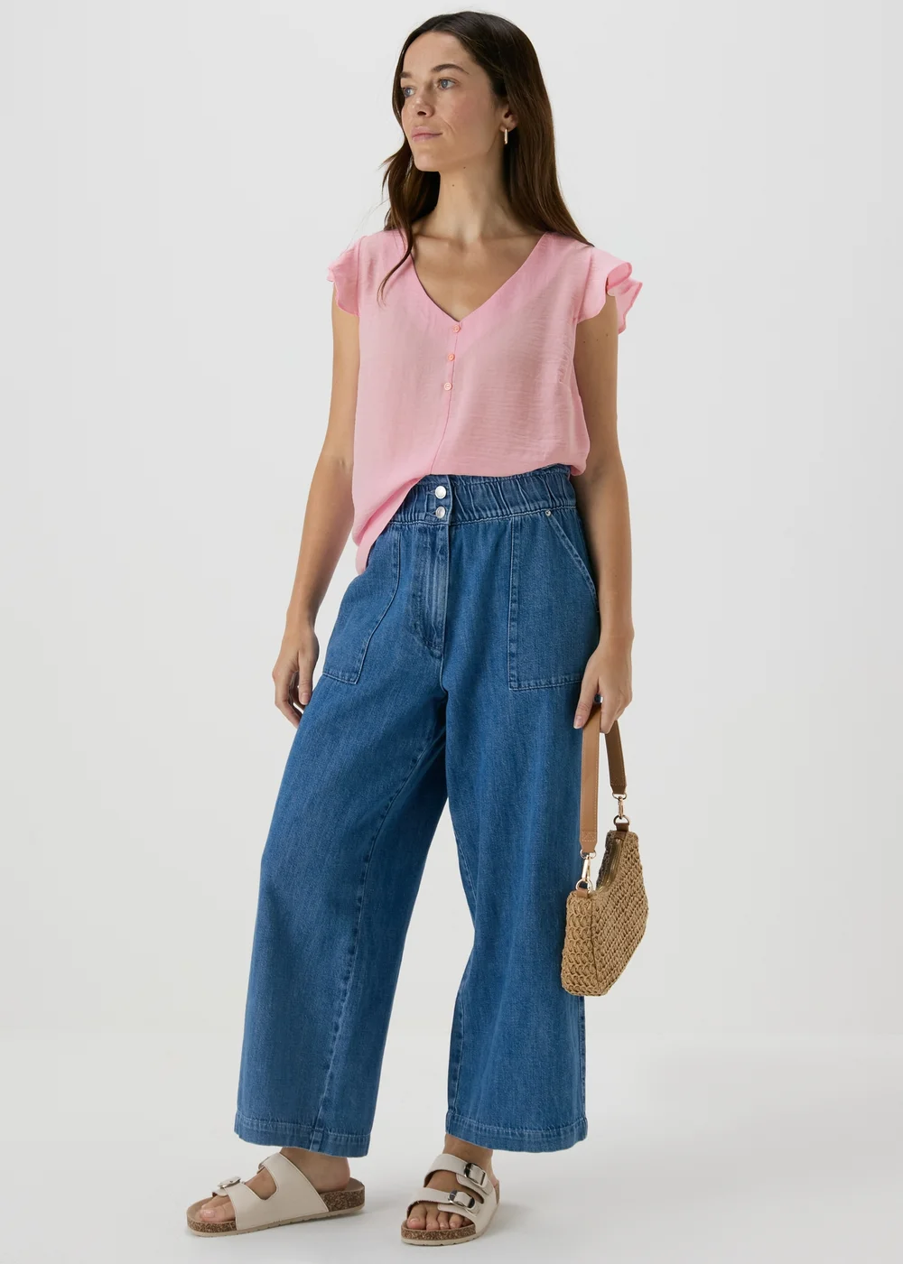 Pink Frill Sleeve Button Blouse - 8 Image 4