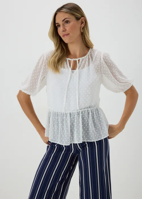 White Dobby Sheer Blouse - 8 Image 1