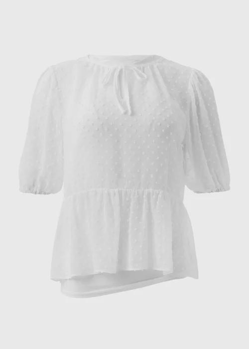White Dobby Sheer Blouse - 8 Image 5