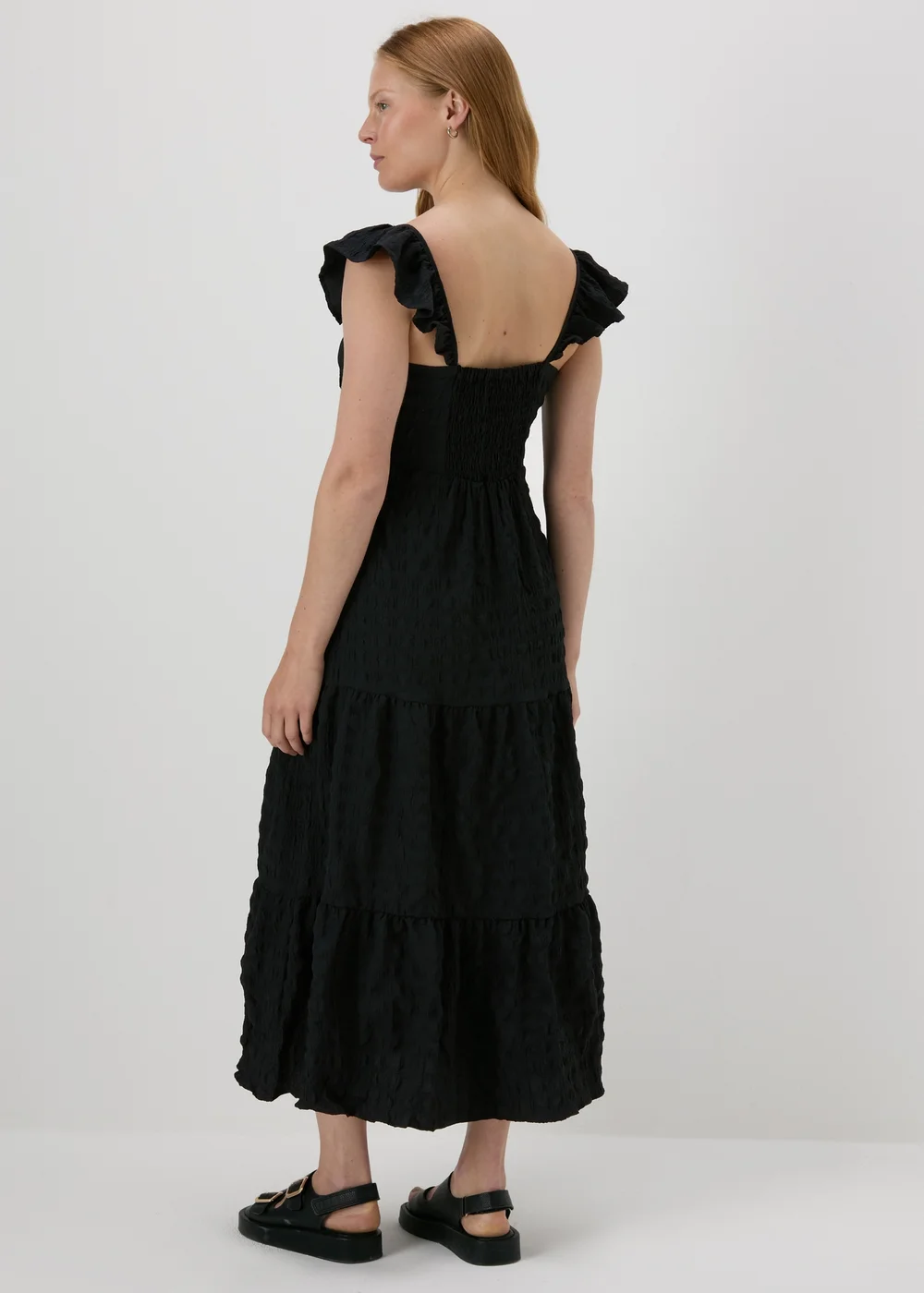 Black Tiered Midaxi Dress - Size 8 Image 2