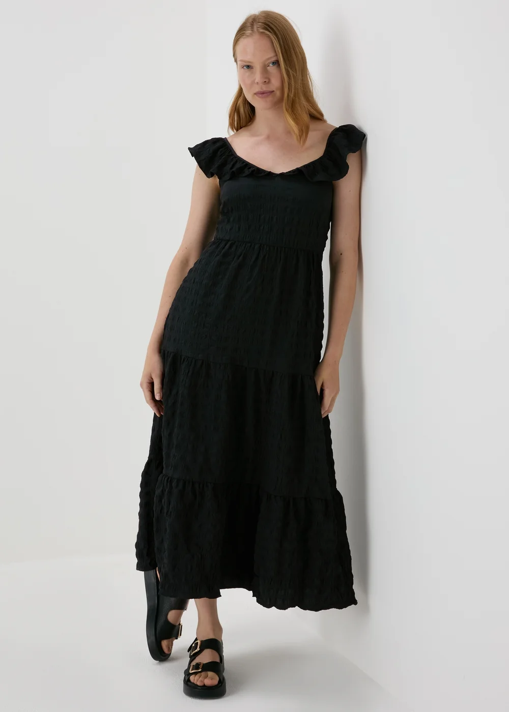 Black Tiered Midaxi Dress - Size 8 Image 3