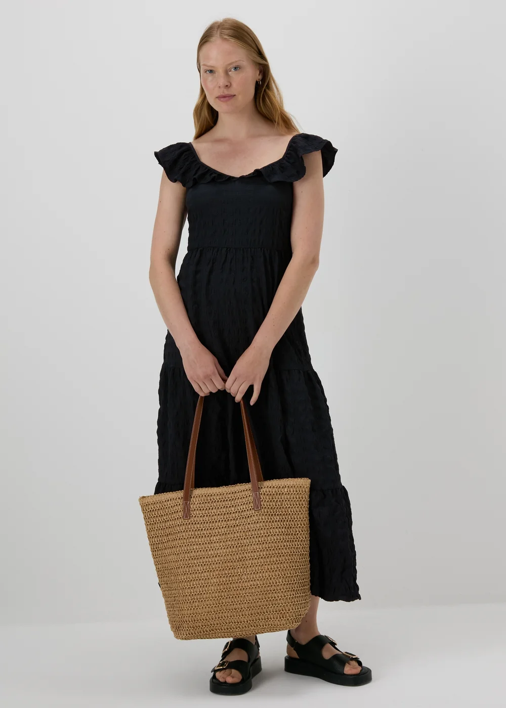 Black Tiered Midaxi Dress - Size 8 Image 4