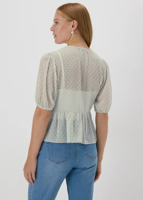 Grey Dobby Sheer Blouse - 8 Image 2
