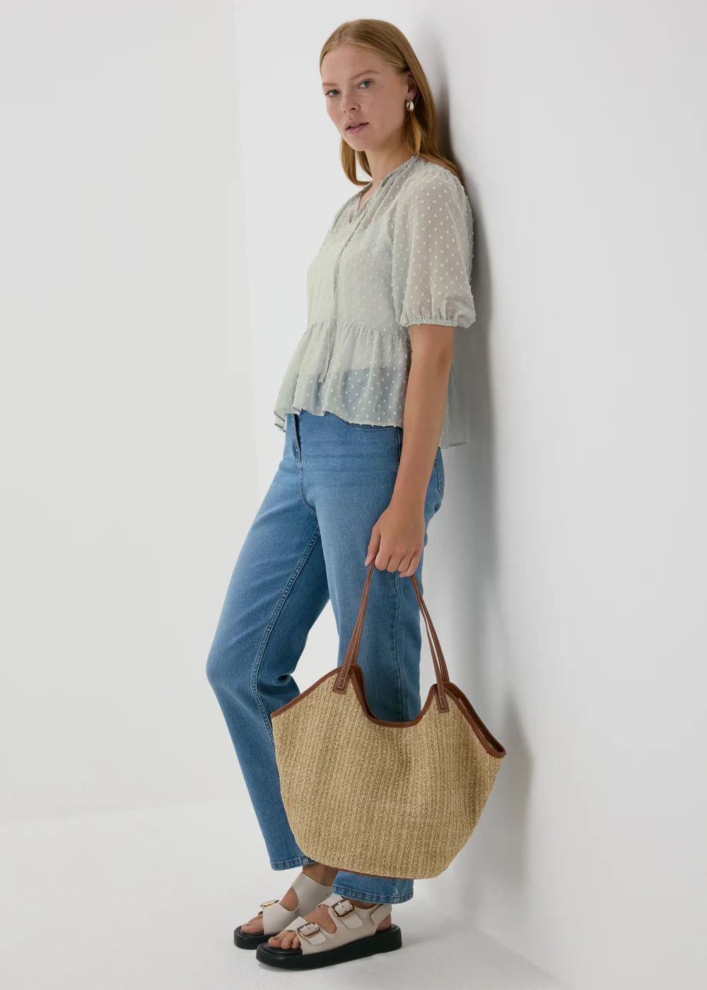 Grey Dobby Sheer Blouse - 8 Image 4