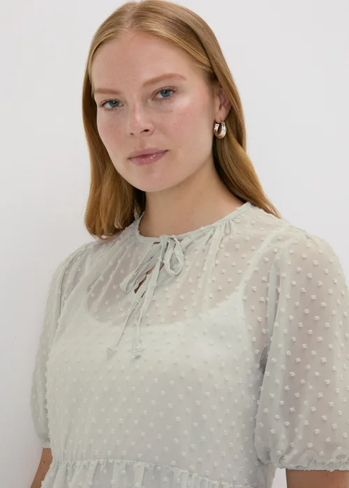 Grey Dobby Sheer Blouse - 8 Image 3