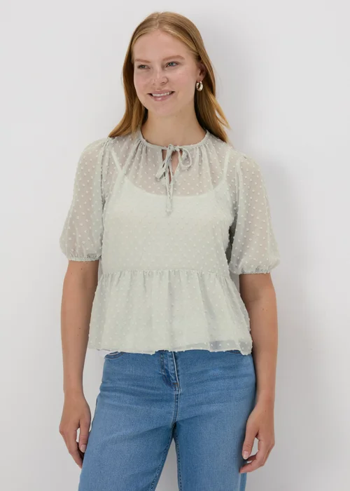 Grey Dobby Sheer Blouse - 8 Image 1