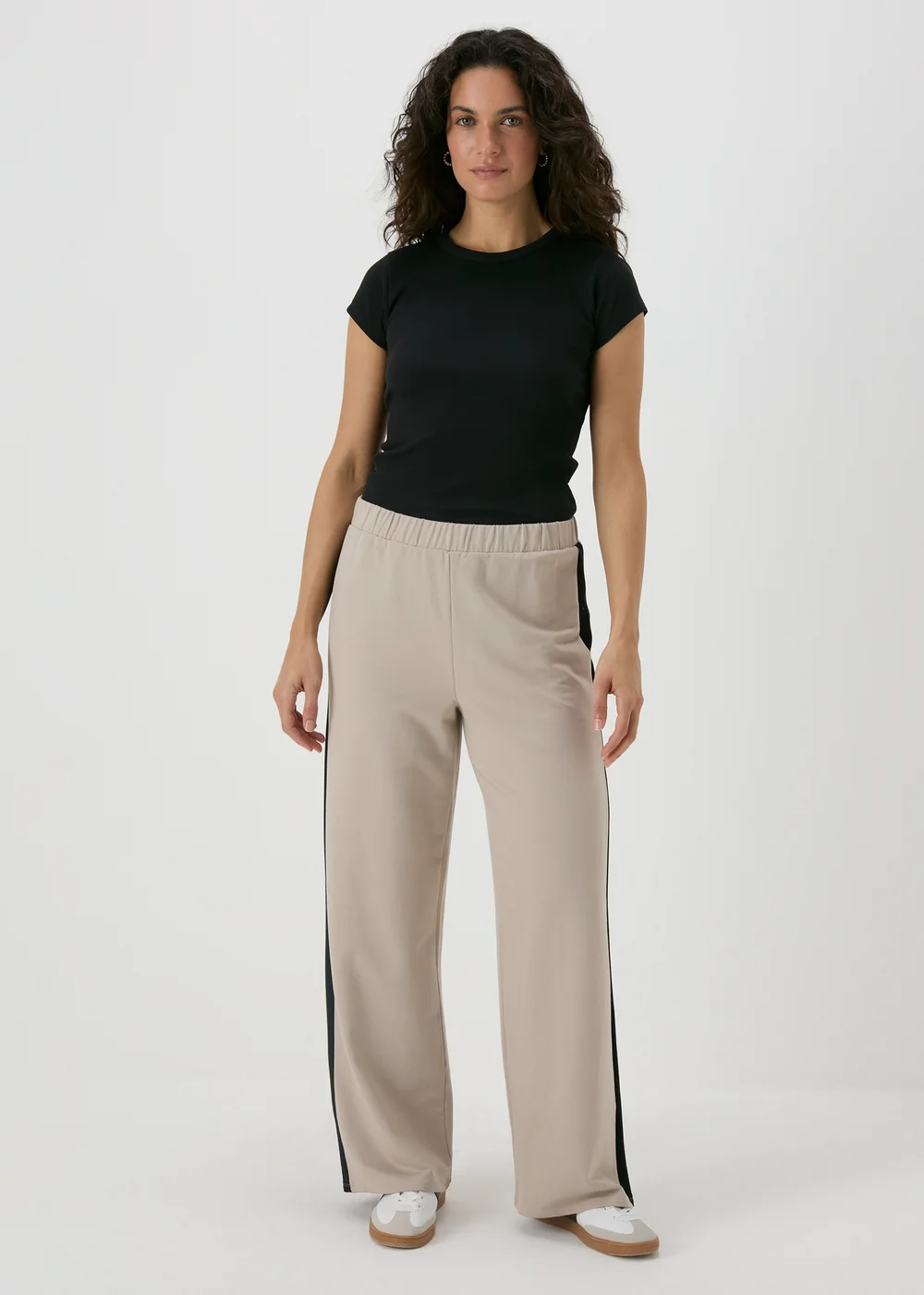 Stone Side Stripe Wide Leg Trousers - 8 Image 4