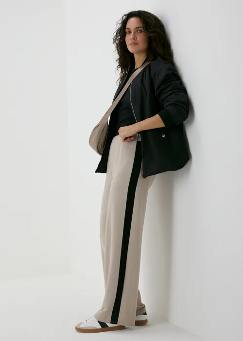Stone Side Stripe Wide Leg Trousers - 8 Image 1