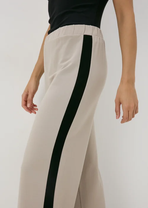 Stone Side Stripe Wide Leg Trousers - 8 Image 3