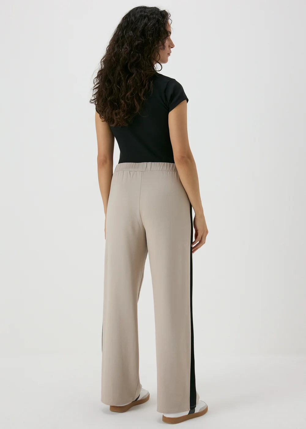 Stone Side Stripe Wide Leg Trousers - 8 Image 2