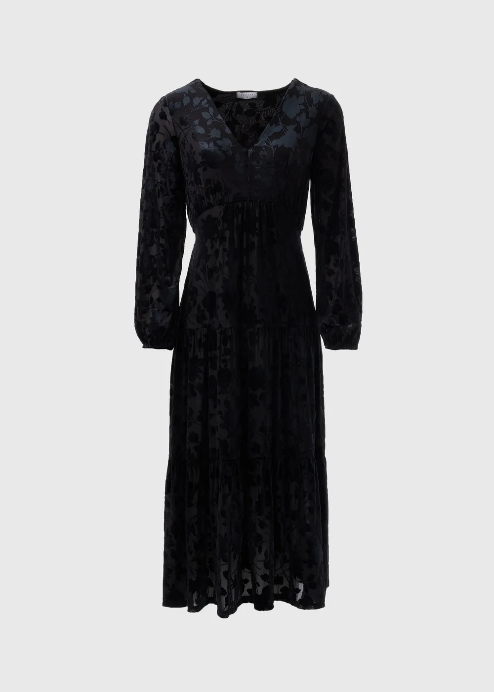 Black Floral Midaxi Dress - Size 8 Image 4