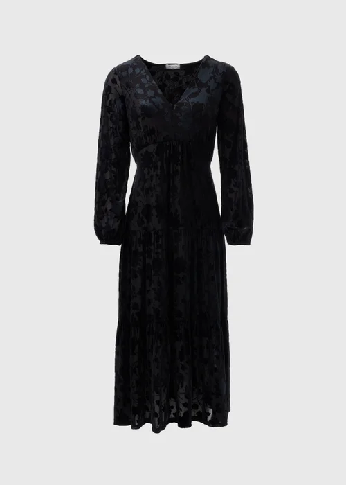 Black Floral Midaxi Dress - Size 8 Image 4