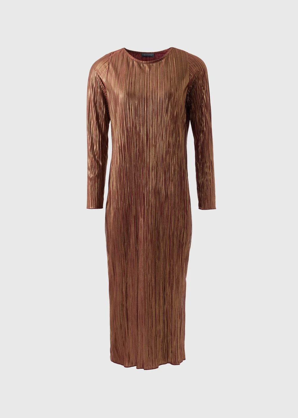 Burgundy Metallic Plisse Midi Dress - 8 Image 4