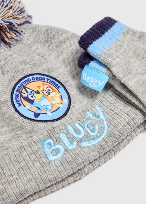 Bluey Kids Grey Hat & Gloves Set (12mths-6yrs) - 12 - 24 MONTHS Image 2