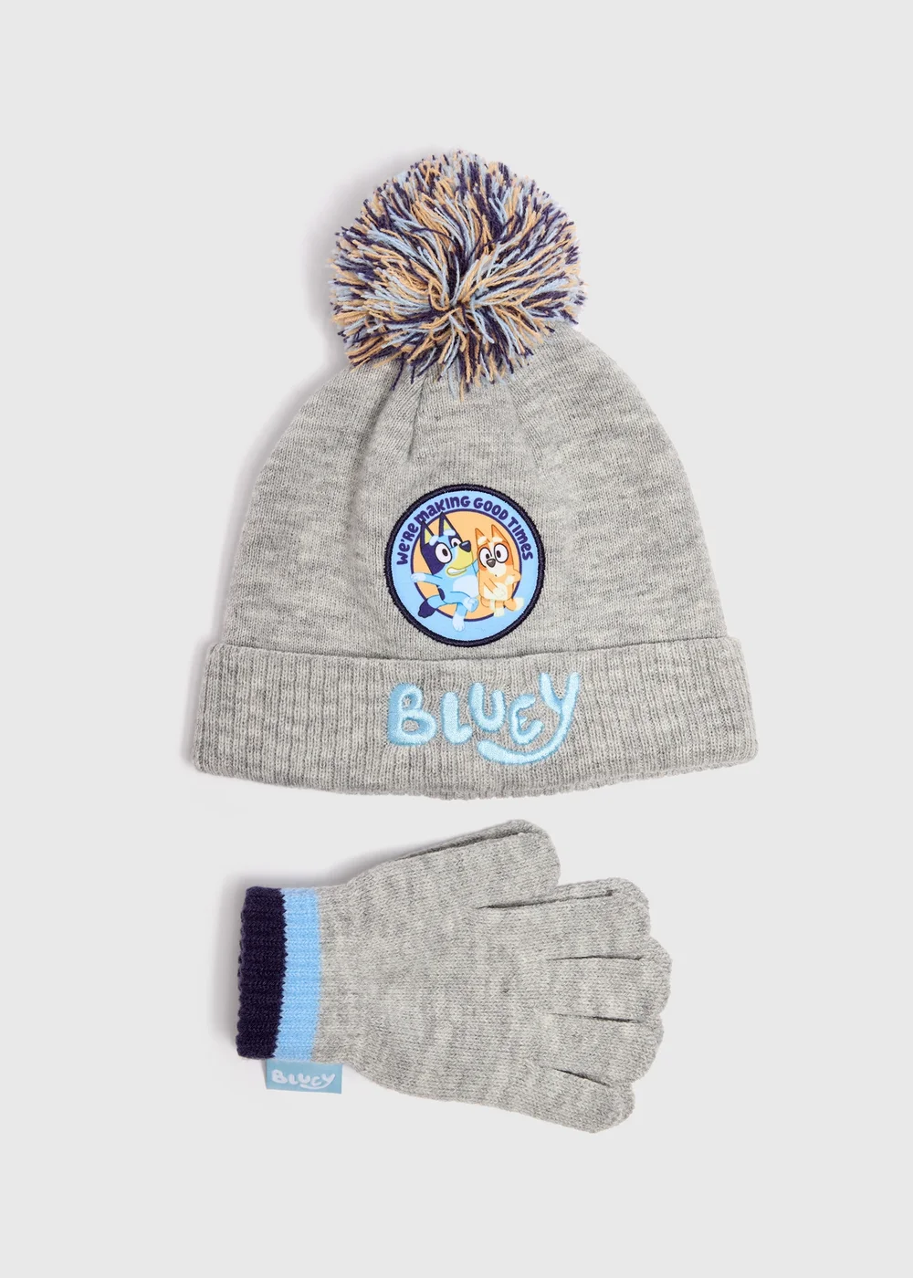 Bluey Kids Grey Hat & Gloves Set (12mths-6yrs) - 12 - 24 MONTHS Image 1
