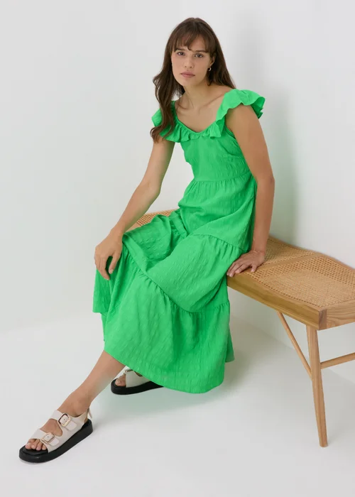 Green Textured Midi Dress - 8 Image 4