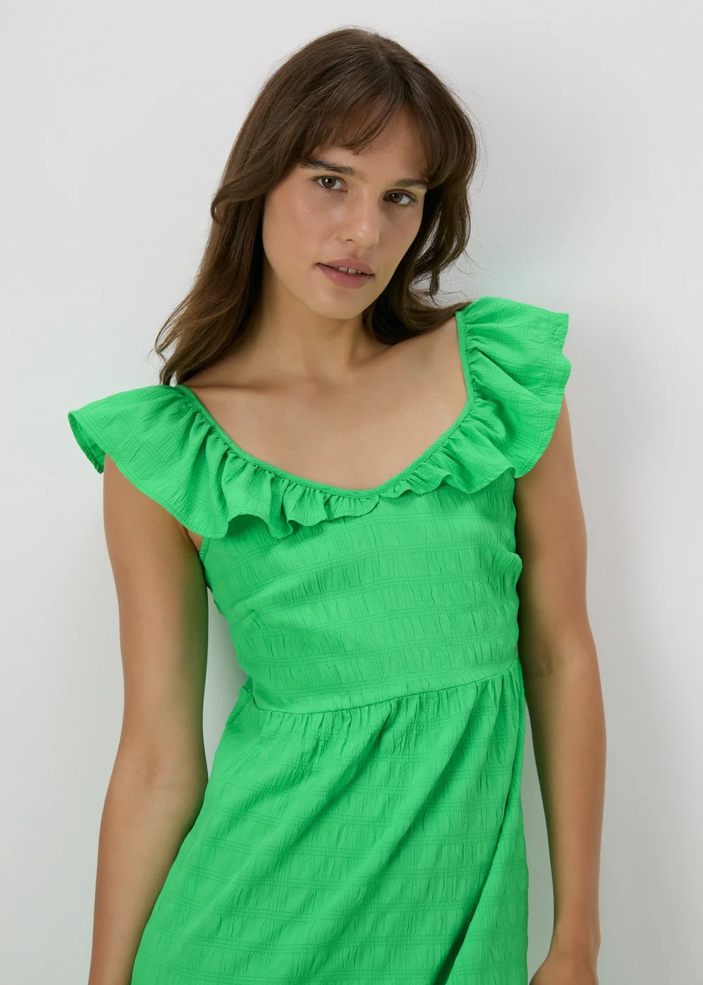 Green Textured Midi Dress - 8 Image 3