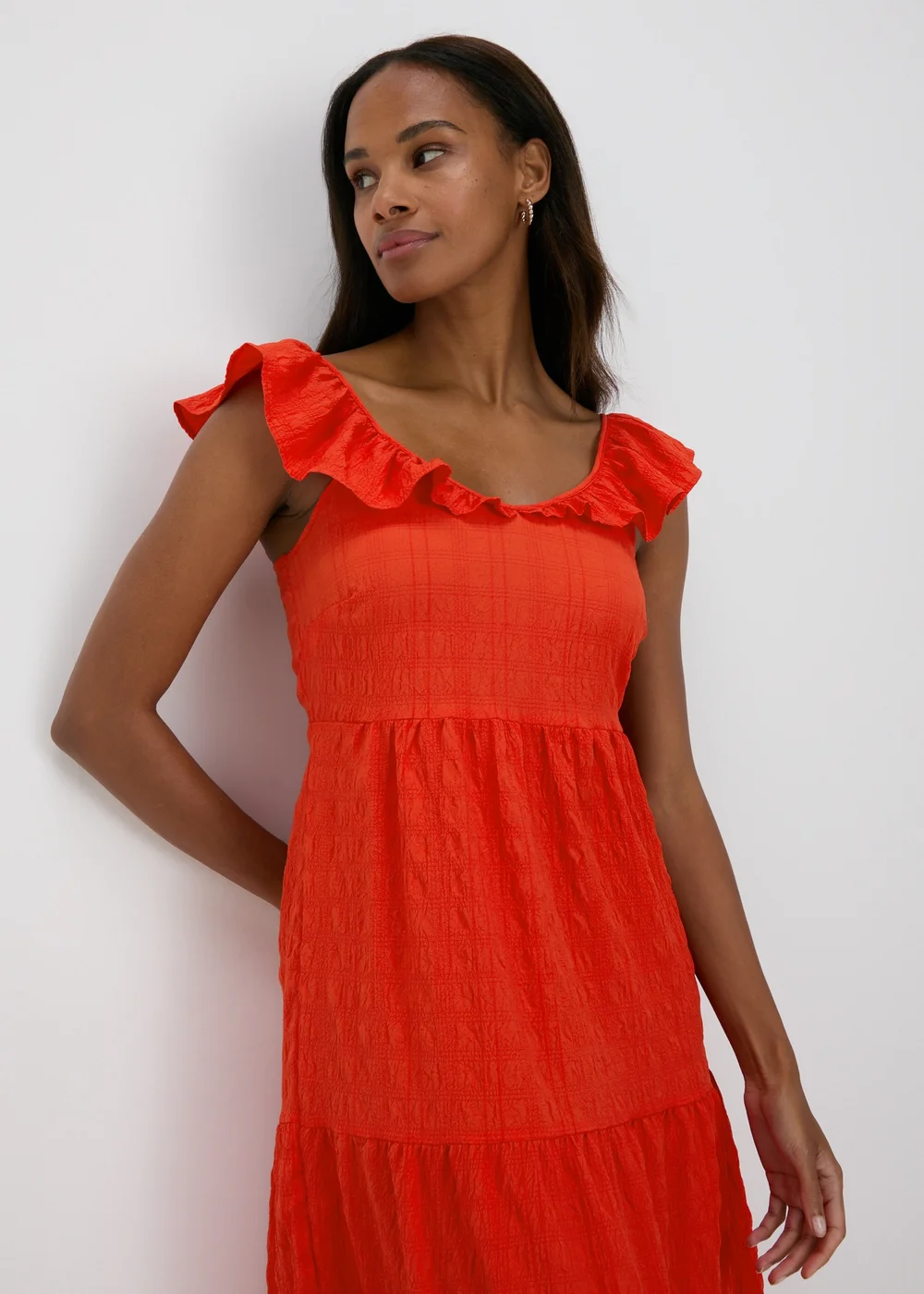 Red Tiered Midaxi Dress - Size 8 Image 3