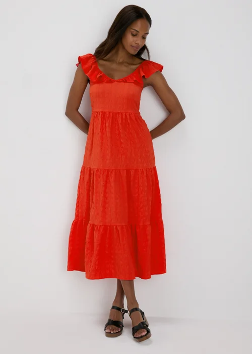Red Tiered Midaxi Dress - Size 8 Image 1