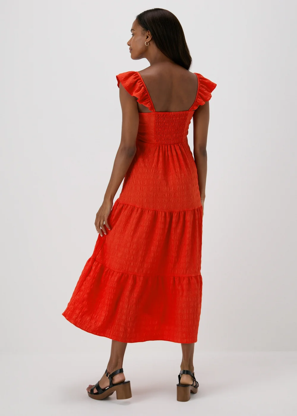 Red Tiered Midaxi Dress - Size 8 Image 2
