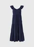 Navy Tiered Textured Midaxi Dress - Size 8 Image 5