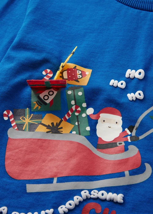 Boys Blue Christmas Print T-Shirt (1-7yrs) - 1 half year to 2 Image 2