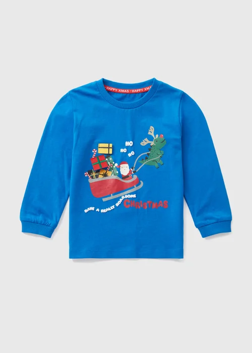 Boys Blue Christmas Print T-Shirt (1-7yrs) - 1 half year to 2 Image 1