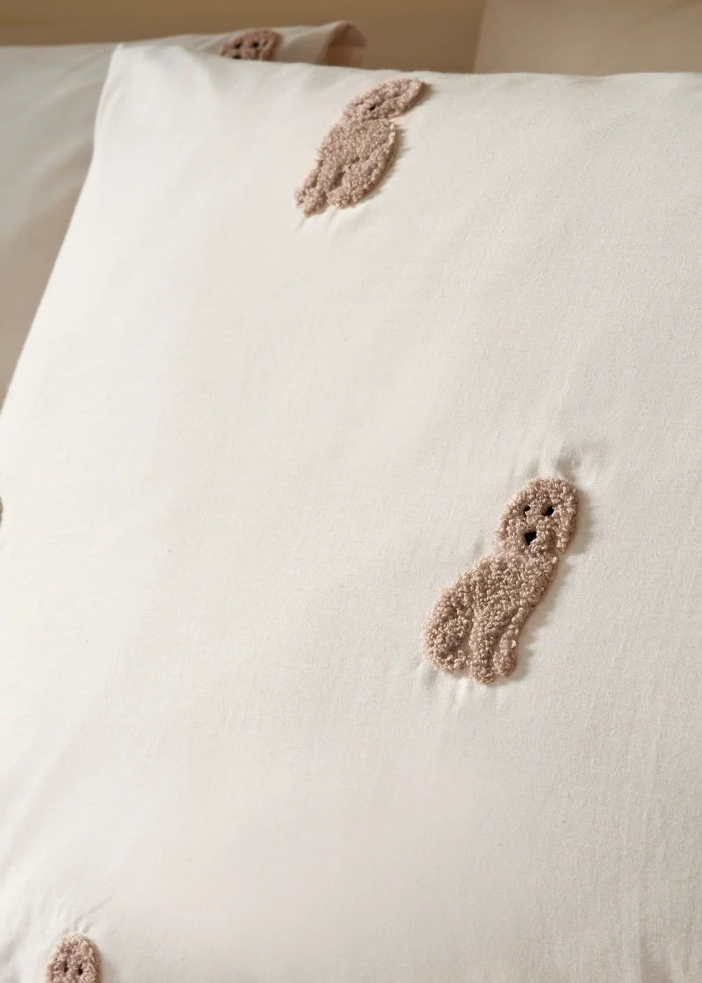 Cream Cockapoo Tufted Duvet Set - Single Image 2