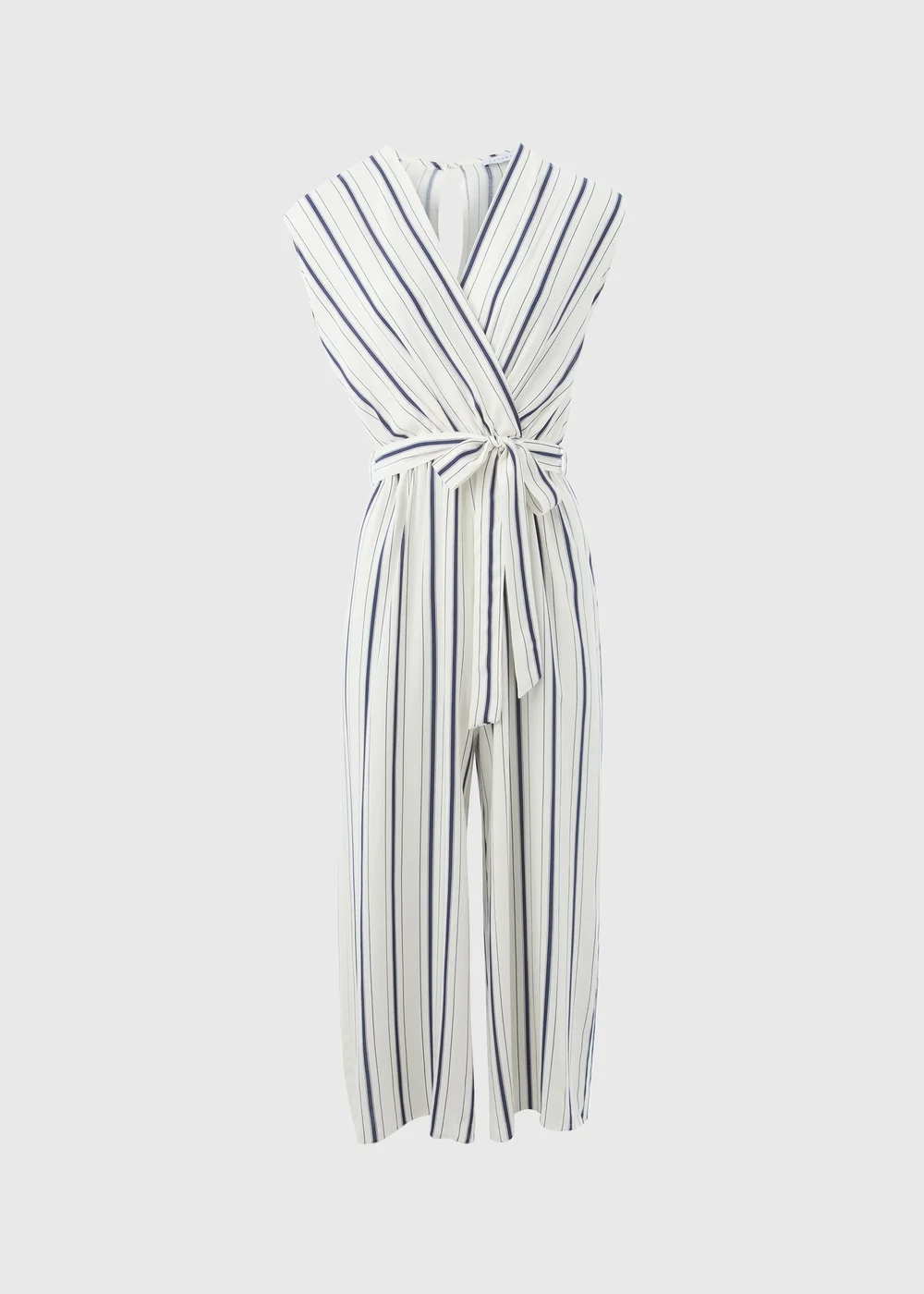 White Stripe V-Neck Jumpsuit - 8 Image 5