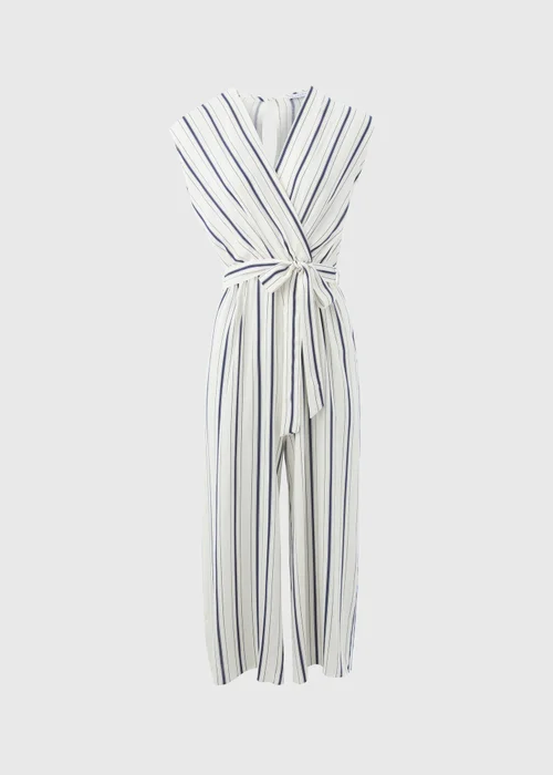 White Stripe V-Neck Jumpsuit - 8 Image 5