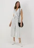 White Stripe V-Neck Jumpsuit - 8 Image 1