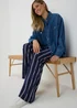 Navy Stripe Wide Leg Trousers - Size 8 Image 1