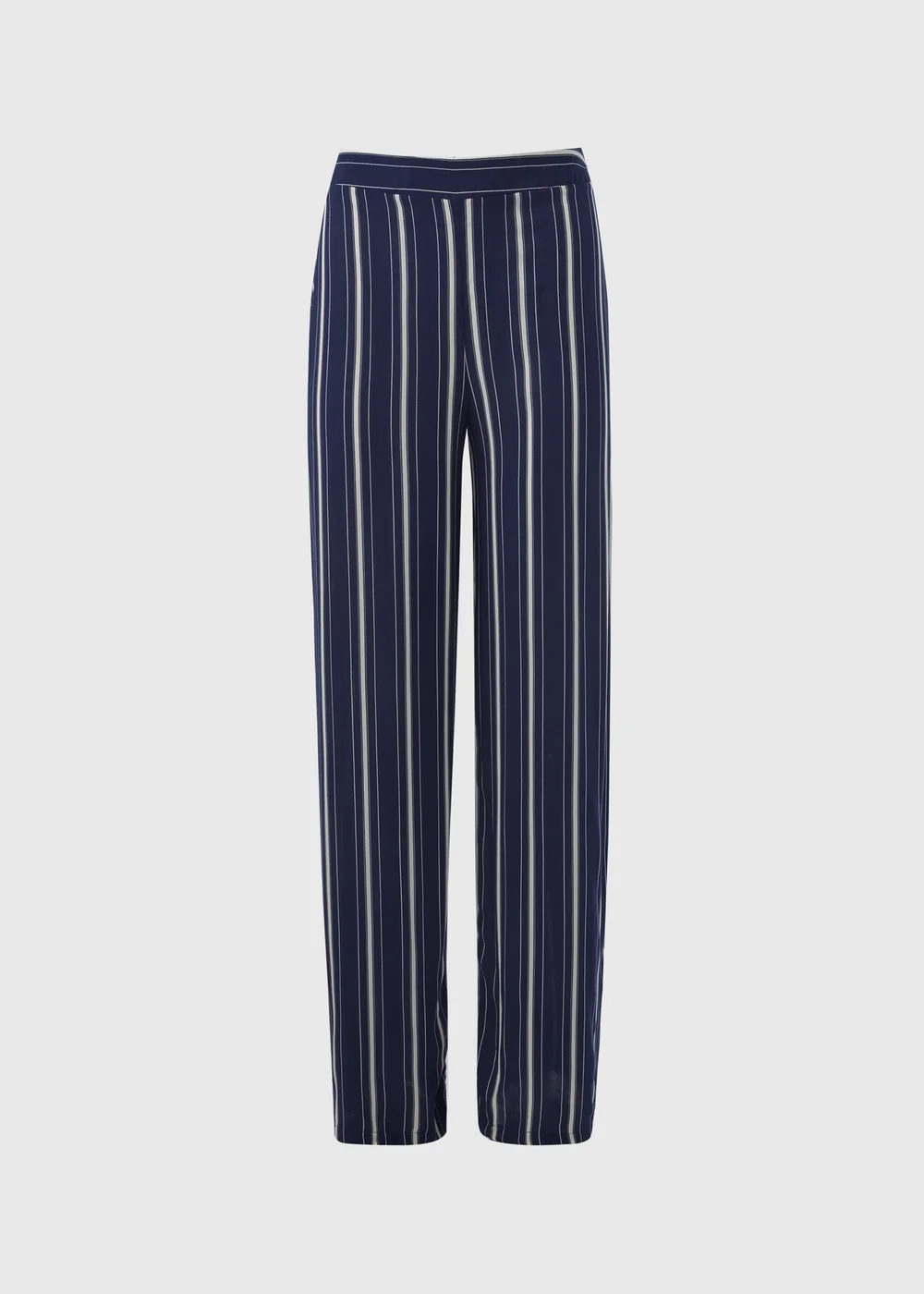 Navy Stripe Wide Leg Trousers - Size 8 Image 5